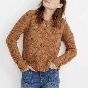 Madewell Charley Pullover Sweater Knit Crop Boxy Fit Heather Honeysuckle Women M